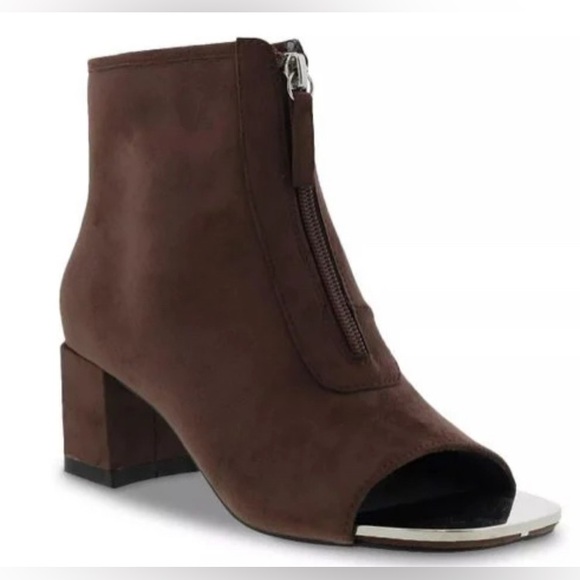 Bellini Shoes - Bellini Chocolate Vegan Suede w/ Metallic Accents - Open Toe Ankle Boots/Size 7